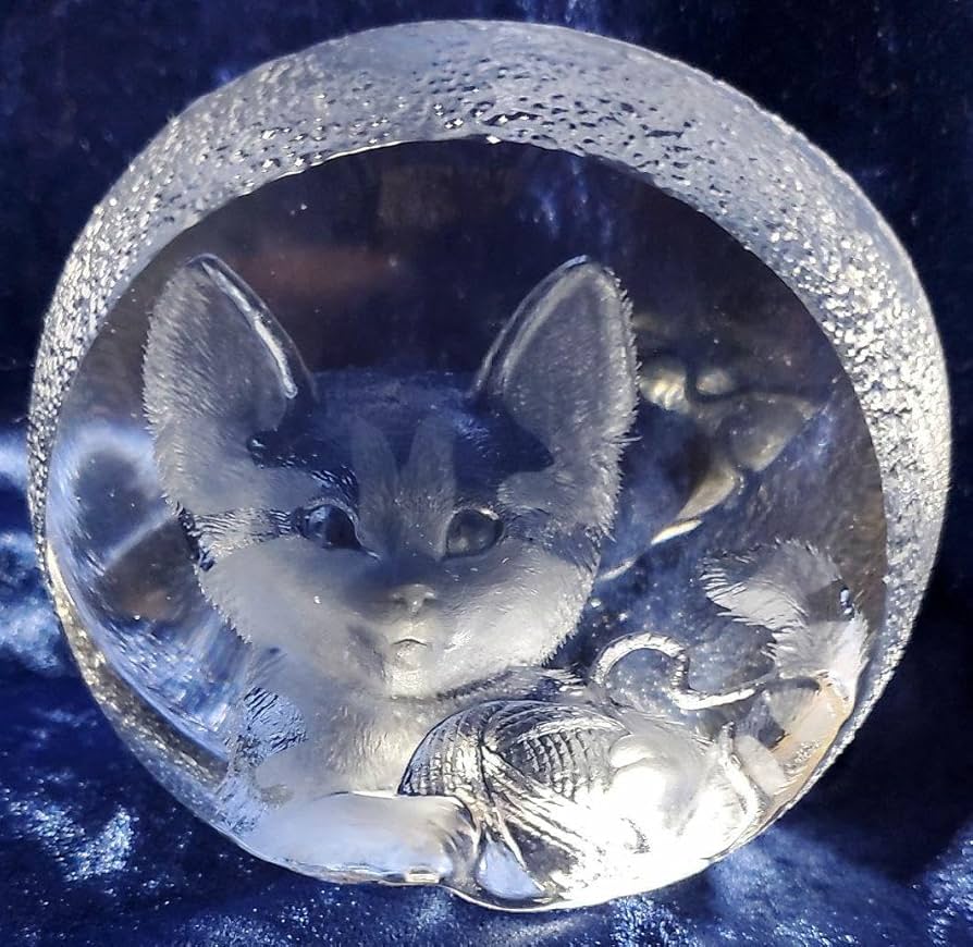 MATS JONSSON クリスタル 猫　レリーフ MATS JONSSON クリスタル 猫レリーフ
